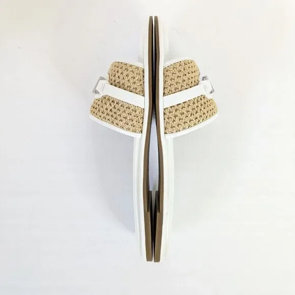 MK Michael Kors Womens Ember Slide Sandal Size 10 Natural Raffia Optic White NIB - Picture 9 of 16